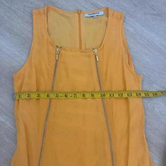 Maurie & Eve 100% Silk Women's Dress Size 8 Yellow Featured Zippers - Picture 3 of 8